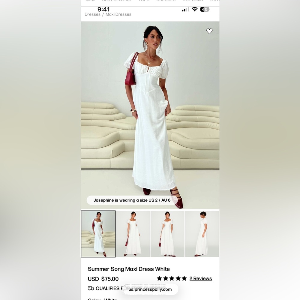 Princess Polly Summer Song White Maxi Dress
